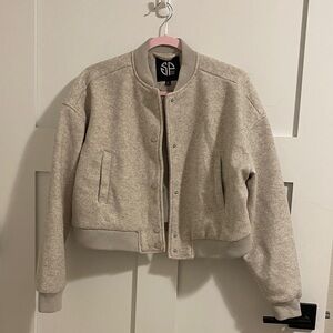 Grey Women's Cropped Bomber Jacket